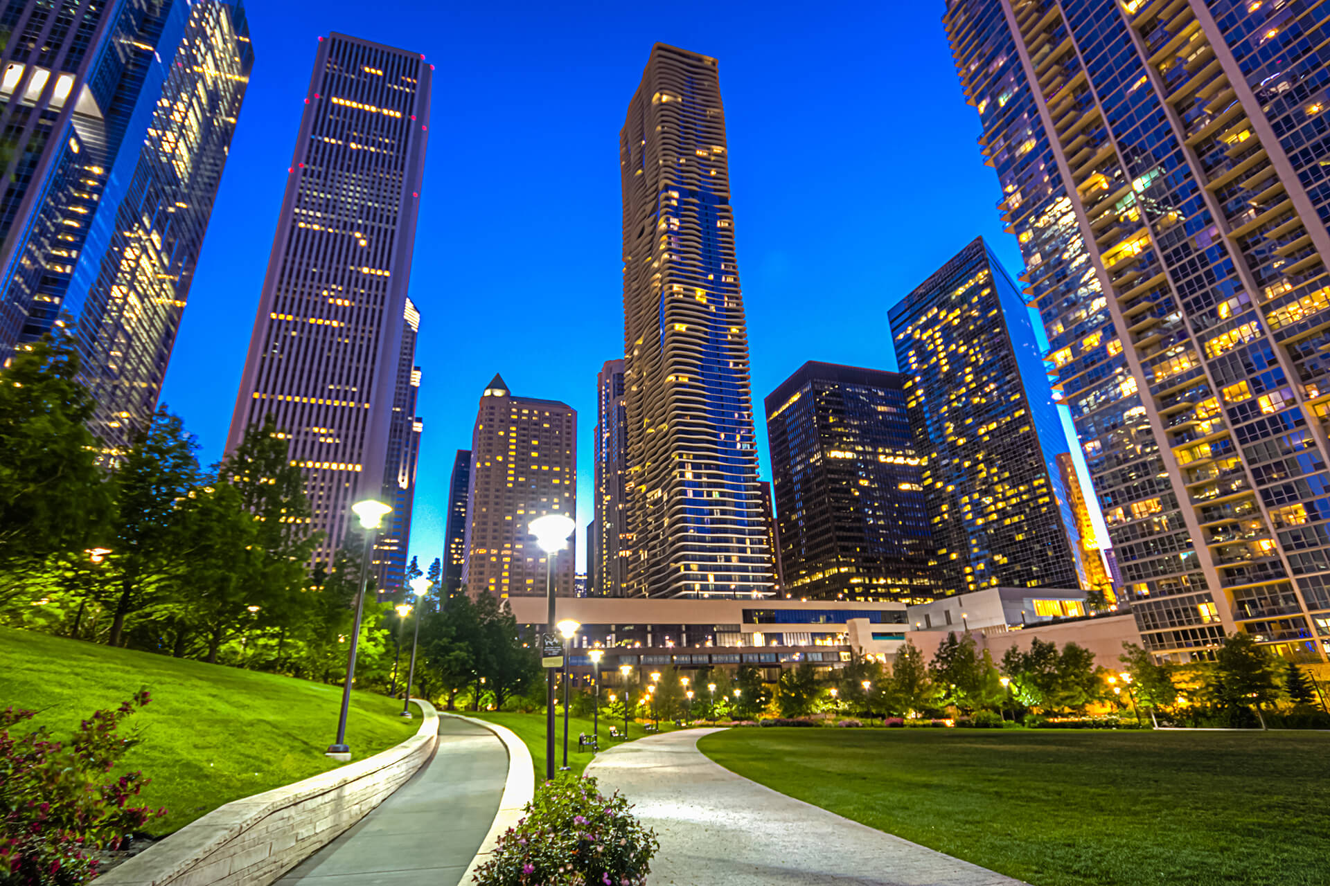 Lakeshore East Park, Chicago at Night